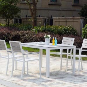 Ensemble table et chaise de jardin SIDERNO - Salon de jardin en aluminium et polywood