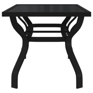 TABLE DE JARDIN  FYDUN Table de jardin Noir 180x80x70 cm Acier et verre CN012