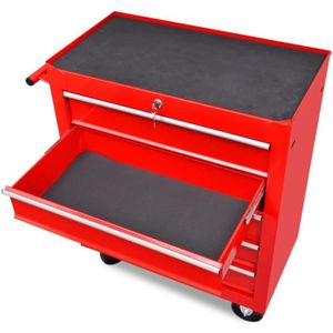 Servante - Desserte Chariot à outils d'atelier avec 5 tiroirs Rouge-GA