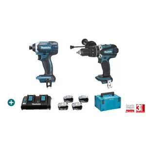 PACK DE MACHINES OUTIL Lot 2 machines MAKITA 18V 4 Batteries 5Ah + Charge