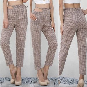 pantalon femme a carreaux
