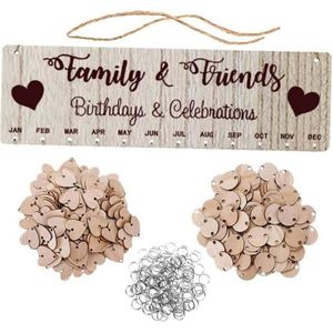 Calendrier Des Anniversaires En Bois Français - Kit Complet Avec 60 Étiquettes Cœur Et Anneaux, Décoration Murale Personnalisable Pour Famille Et Amis