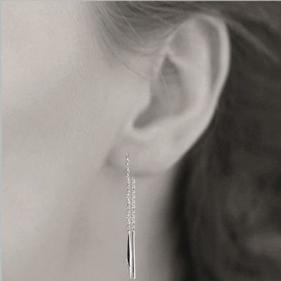 Boucle d'oreille chaîne en acier doré
