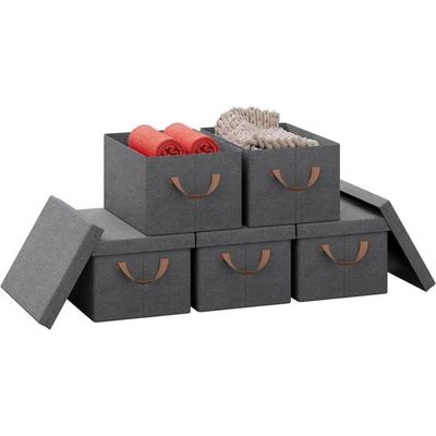 Juskys Boîte de rangement avec couvercle - ensemble de 6 boîtes en Juskys Boîte de rangement avec couvercle - ensemble de 6 boîtes en