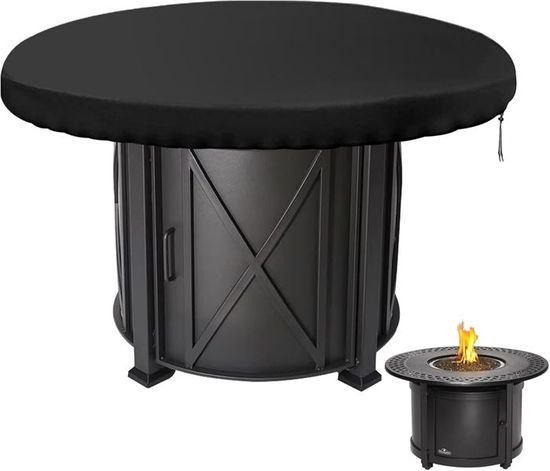 Housse De Protection Étanche Pour Brasero Rond 120 Cm – Tissu Oxford Anti-UV, Imperméable, Résistante Au Vent Et à La Déchirure, Noir