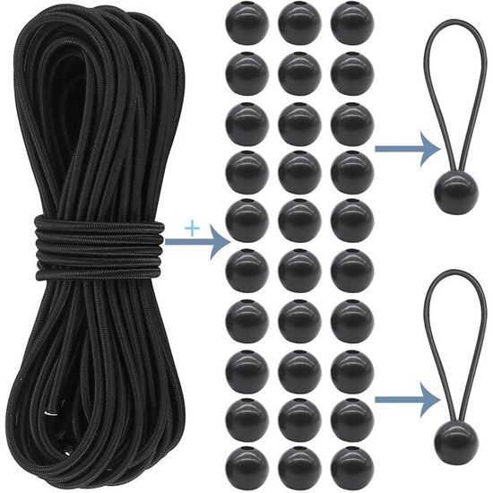 Corde élastique Caoutchouc 15m X 6mm JUKOTA - Sandow Extensible Pour Bâche, Remorque, Camping