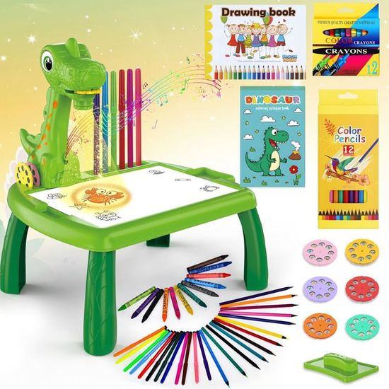 Projecteur De Dessin Pour Enfants BuzzoXerex – 48 Motifs, Carnet De Croquis, Stickers, Crayons, Pour 3-10 Ans (Rose)