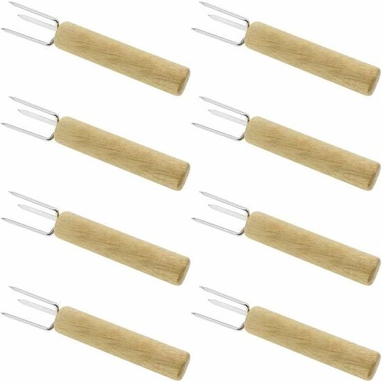 Lot De 8 Brochettes Télescopiques BBQ - Acier Inox & Bois, Extensibles 31-81 Cm, Marshmallow Hot-Dog Légumes