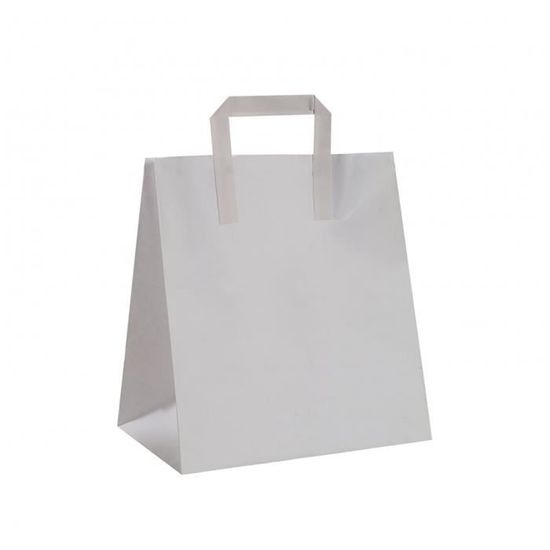 Sacs En Papier Kraft Marron Et Blanc Avec Poignées - Pour Transport Alimentaire, Fêtes, à Emporter
