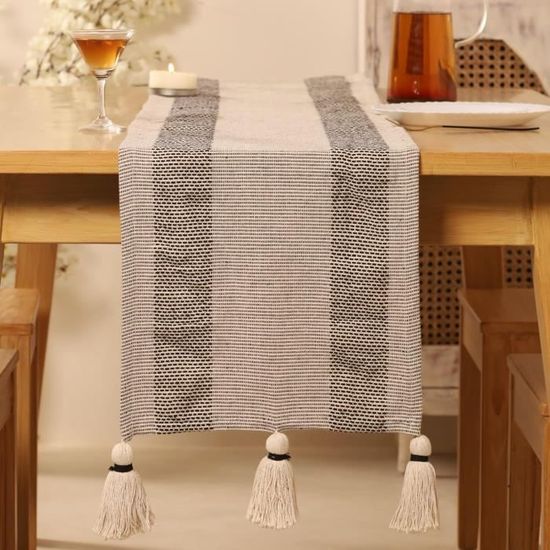 CHEMIN DE TABLE BRODE SUR POLYESTER RECT 38x178 BLANC CASSE CHEMIN DE TABLE BRODE SUR POLYESTER RECT 38x178 BLANC CASSE