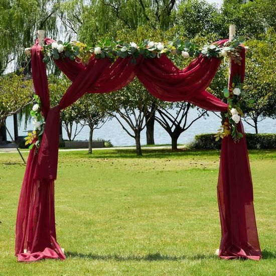 Rideaux Rouges 15 Ft Delong Rideaux Voilage Decorative Rouge Écharpe L 152 x H 548 Uni Voile ...