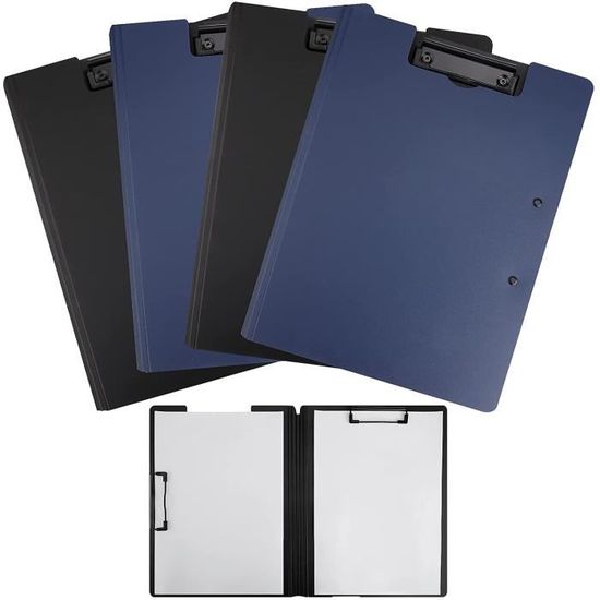 Porte-documents A4 Avec Pince, Bloc-notes Et Stylo - En Cuir PU, Fermeture Magnétique, 4 Compartiments, Idéal Bureau/école