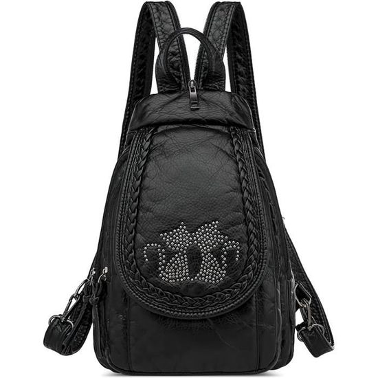 Sac à Dos Multifonction LHHMZ Pour Femmes - Convertible En Bandoulière - Tissu Nylon - Design Mignon Hibou/Rayures