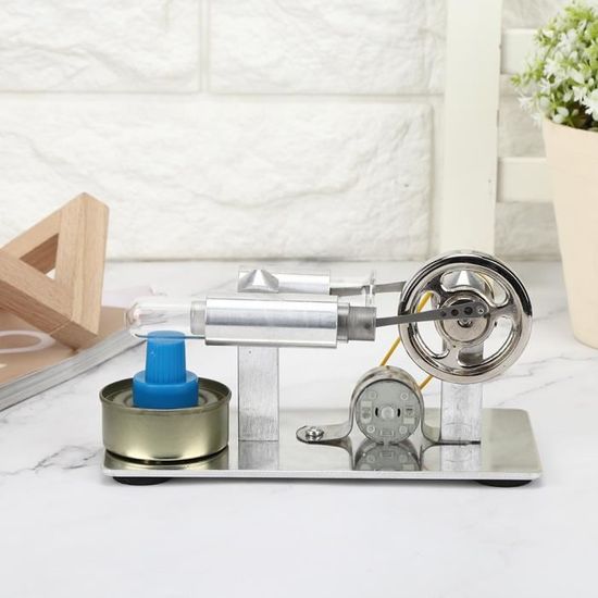 Maquette de Moteur à Vapeur 18x12x10cm, Kit de Moteur Stirling Argent, Idéal pour l'Éducation et la Mécanique, Modèle Réduit de Machine à Vapeur