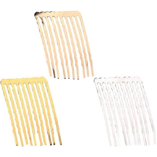 2 Peignes Anti-dérapants Métalliques Argentés - Accessoires Cheveux Uxcell