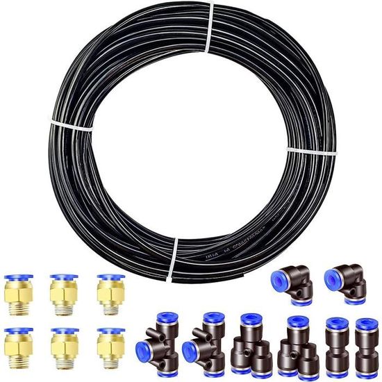 Tuyau Pneumatique PU Bleu 20m - 10mm OD / 6.5mm ID, Flexible De -20°C à 75°C, Avec Coupe-tuyau
