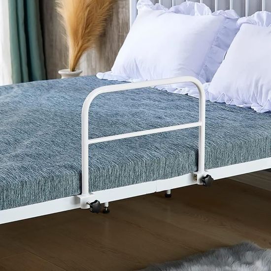 COSTWAY Barrière de Lit Bébé 145x42 CM 24 Hauteurs Réglables Poche Latérale Levage Vertical