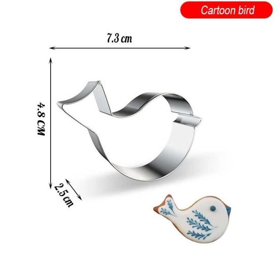 EMPORTEPIECE, A17Moule à biscuits en acier inoxydable, moule 3D Animal pour pendentif de