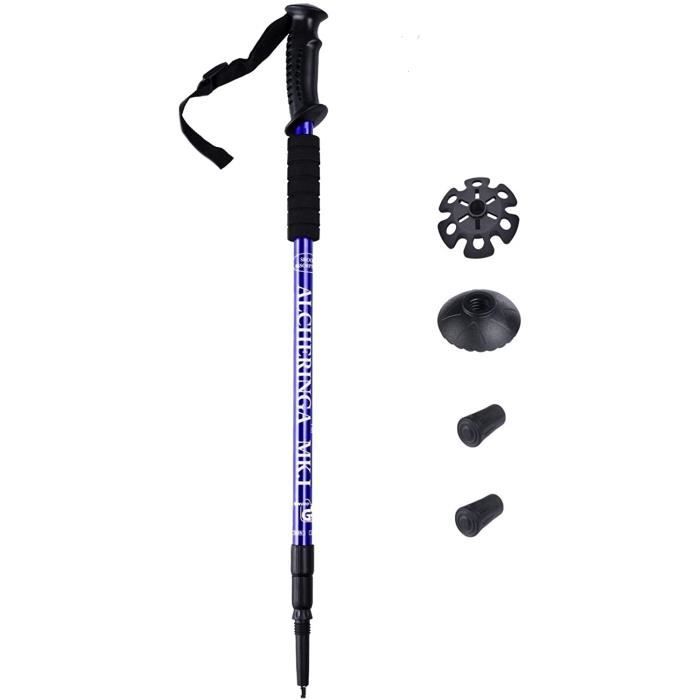 1 Bâton de randonnée Alcheringa Trekking Marche Nordique Sport Montagne Antichocs et télescopique - 65 à 135cm - Bleu