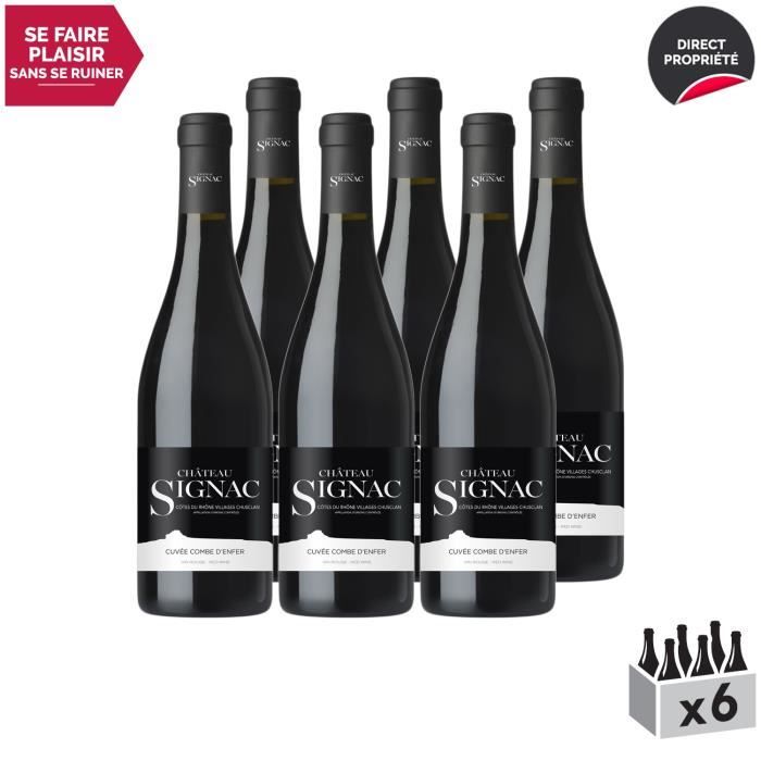Côtes du Rhône Villages Chusclan Combe d'Enfer Rouge 2018 - Lot de 6x75cl - Château Signac - Vin AOC Rouge de la Vallée du Rhône -