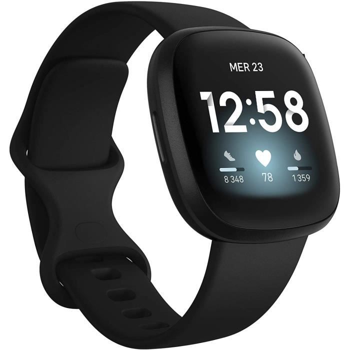 Fitbit Versa 3, la montre connectée santé et sport avec GPS intégré, suivi continu de la fréquence cardiaque, assistant vocal et jus