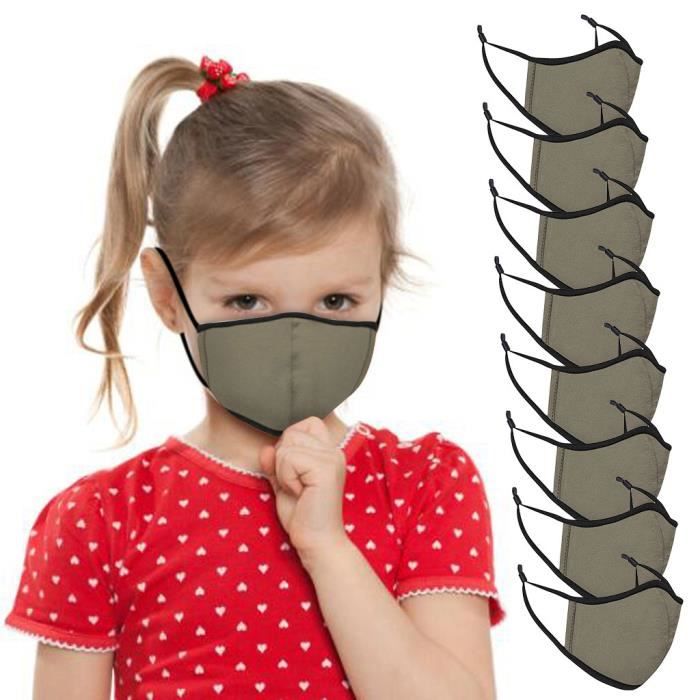 La Couture Pure De Couleur Des Enfants A Lavé Et Réutilisé Le Masque 8Pcs Pour Garçons Filles --FLZ200815008COYU3224