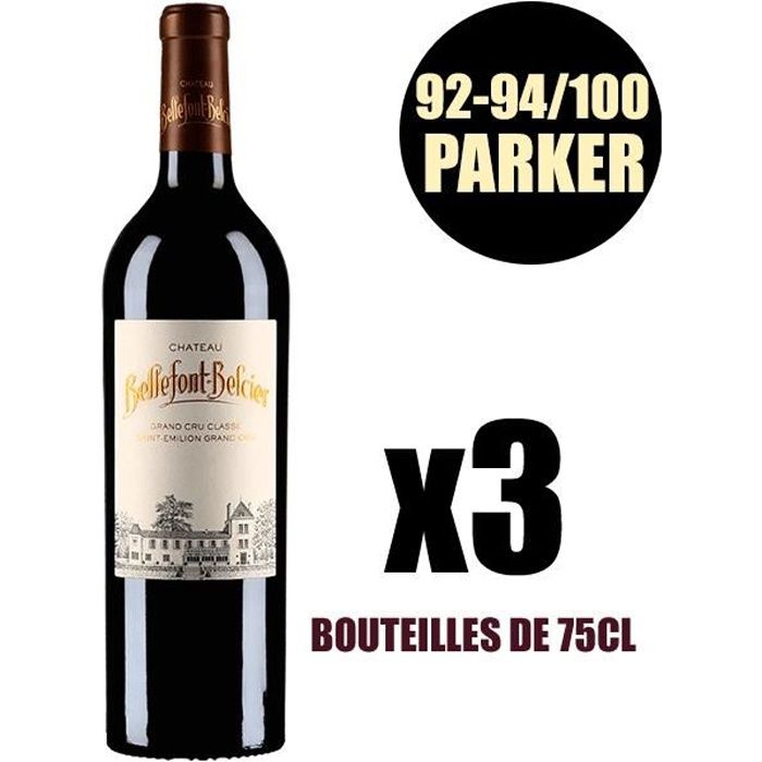 X3 Château Bellefont Belcier 2016 75 cl AOC Saint-Emilion Grand Cru Classé Vin Rouge
