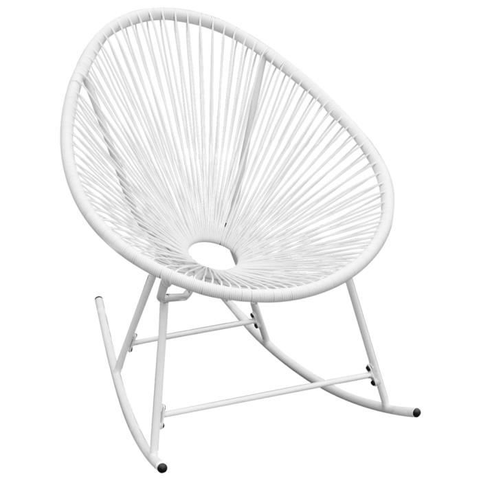 Economique Chaise à bascule Chaise de salon d'extérieur Haut de gamme Chaise de Jardin Blanc Résine tressée @301324