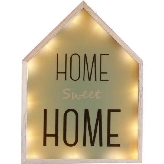 Déco lumineuse bois et LEDs Home Sweet Home