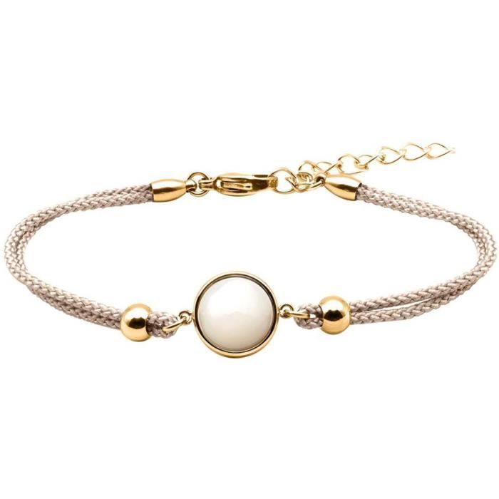 Bracelet Coton Cabochon Nacre