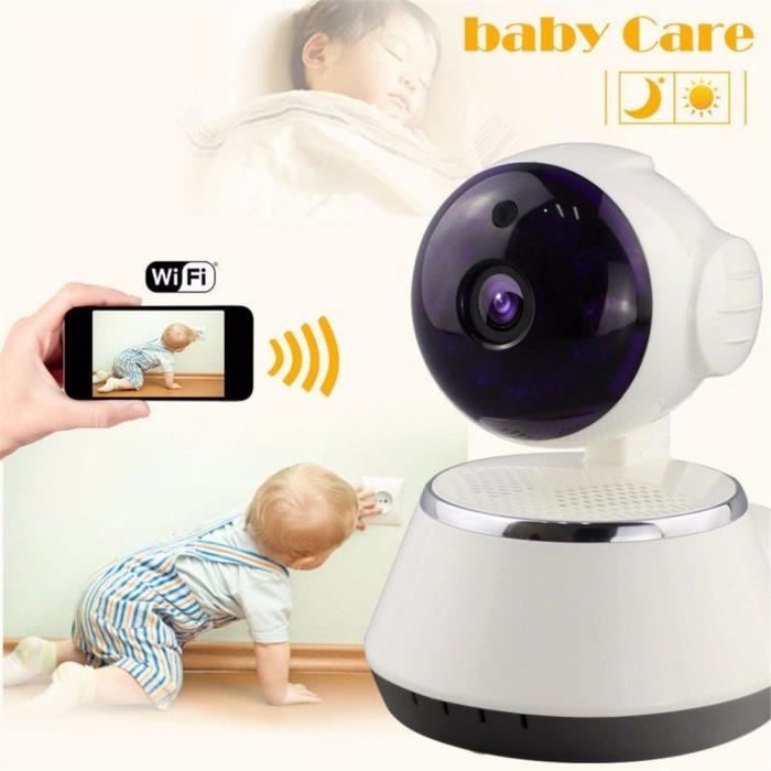 Caméra IP de vidéosurveillance infrarouge IR de vision nocturne WiFi avec réseau de panoramique panoramique sans fil 720P Blanc