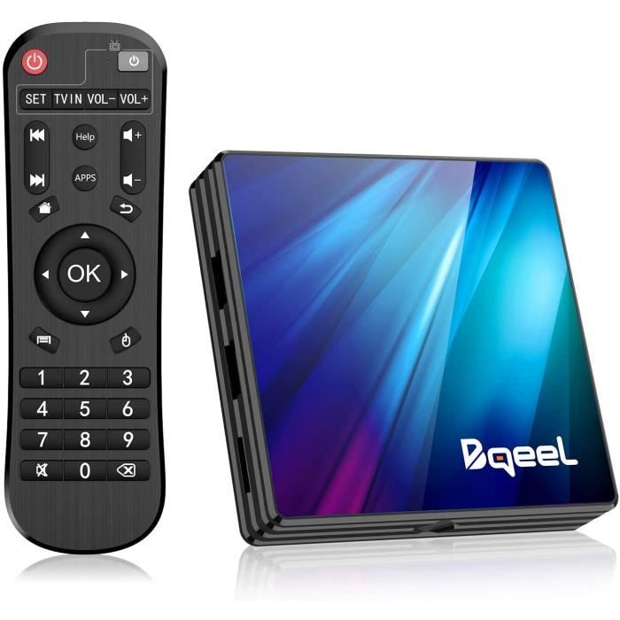 Bqeel Android 9.0 【4G+64G】 TV Box Bluetooth 4.0 R1 Plus RK3318 Quad-Core 64bit Cortex-A53 USB 3.0 Box Android TV LAN100M Wi-FI 2.4G/
