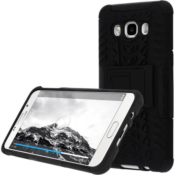 Coque Protection Rigide Noir Samsung Galaxy J5 2016 - Support Integré