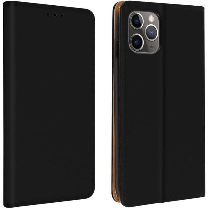 Étui Apple iPhone 11 Pro Housse Porte-carte Support Vidéo Cuir Véritable noir Noir