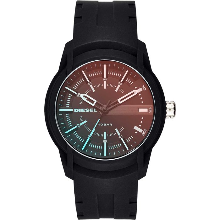 DIESEL HOMME 45MM BRACELET SILICONE NOIR QUARTZ ANALOGIQUE MONTRE DZ1819