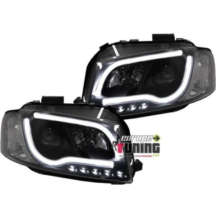 FEUX PHARES AVANTS NOIRS TUBE LED LIGHT BAR AUDI A3 8P - 8PA 2003-2008 (02737)