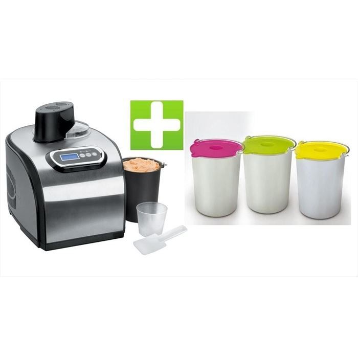 KLAISER W40 TURBINE A GLACES PROFESSIONNELLE AVEC LIVRE DE 62 RECETTES + Set de 3 Bols Supplementaires