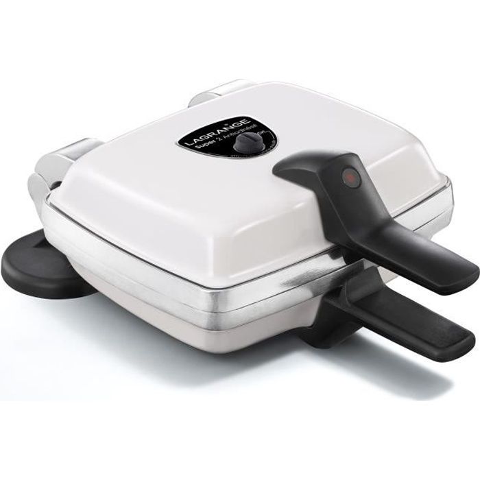 LAGRANGE Gaufrier Super 2 Antiadhésif - 1000W - 2 jeux de plaques : Gaufres + Gaufrettes - Blanc