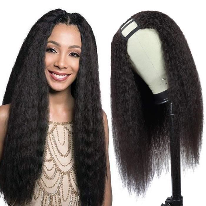 30-Yaki Droit Cheveux Humains Perruque U Partie Perruque Crépus Droit Abordable Cheveux Humains