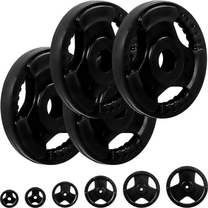 MOVIT® Poids grip en fonte revêtement caoutchouc, couleur noir 4x1,25 kg, diamètre d'alésage 31 mm