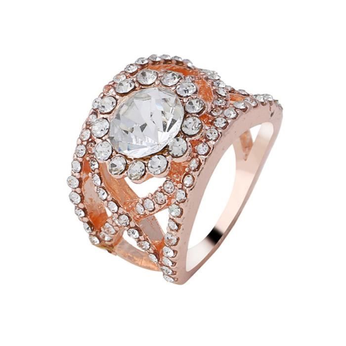 Bague à bijoux pour femme (n ° 6) à la mode pour Zircon Diamant complet en or rose et diamants BAGUE - ANNEAU