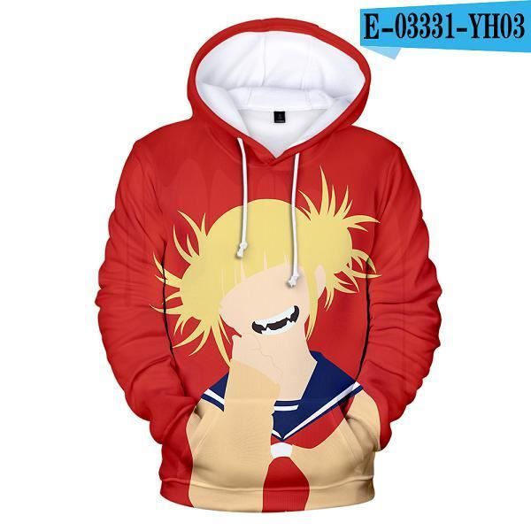 Dessin animé streetwear,Manteaux imprimés en 3D, Anime Himiko Toga, My Hero Academia, mignon, manteaux pour adolescentes, sweat à c
