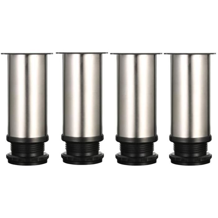Lot de 4 Pieds de meubles de hauteur réglable en acier inoxydable pour canapé table armoires - 12cm