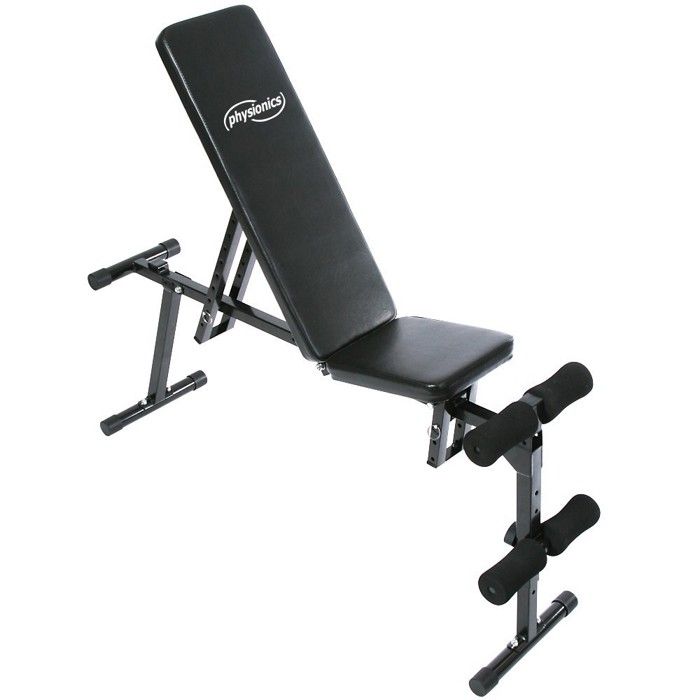 Physionics® Banc de Musculation Inclinable - Pliable, Dossier et Siège Réglables - Banc d'Haltérophilie, Multifonction, Fitness