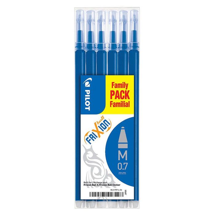 PILOT Set de 6 Recharges FRIXION BALL BLS-FR7 Bleu