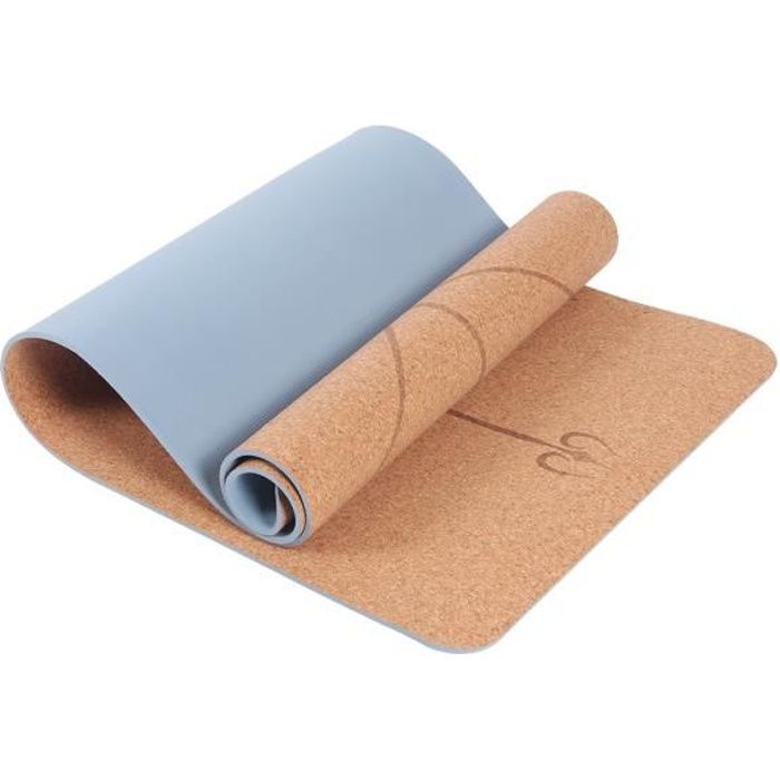 Tapis de yoga en liège Sporti France - beige/bleu - TU
