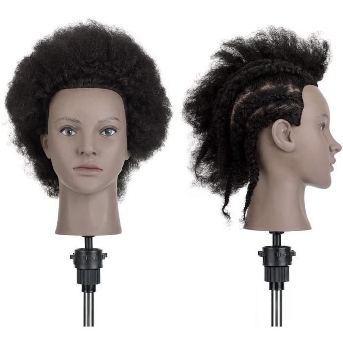Tête À Coiffer Afro Neverland Beauty Têtes d'exercice Coiffure Cosmétologie Pratique Mannequin Poupée 100% Cheveux Humains+ Titulair