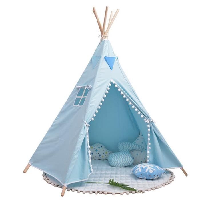 TEMPSA Tipi Enfant Tente de jeux Intérieur Extérieur 80x80x90cm BLEU