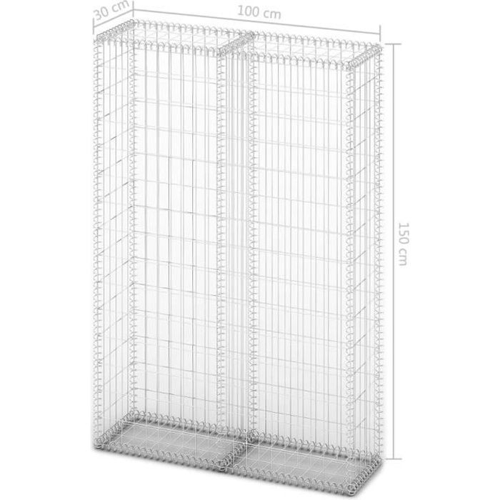 VBESTLIFE Panier de gabion avec couvercle Fil galvanisé 150 x 100 x 30 cm 1
