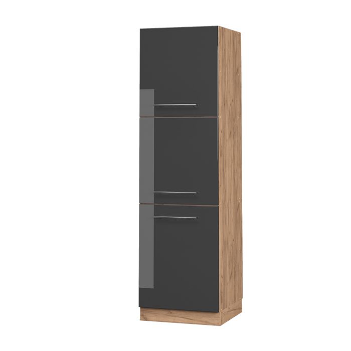 Armoire haute Fame-Line 60cm Anthracite Haute brillance/Chêne doré Vicco 38607